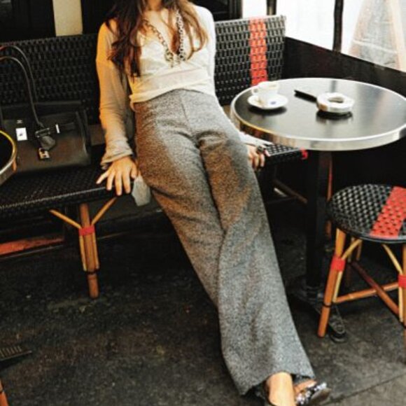 90's Y2K Wool Blend Wide Leg Tweed Trouser Pant sz (S) - Black/White - Picture 1 of 16